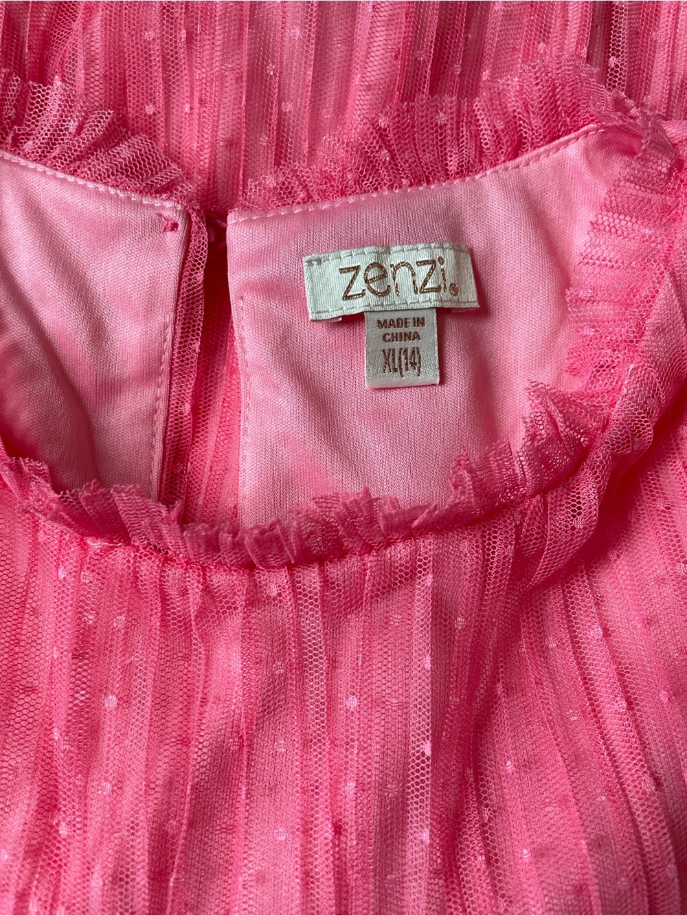 NWT ZENZI Hot Pink Ruffled Tulle Dress. Size XL (14). - Picture 2 of 5